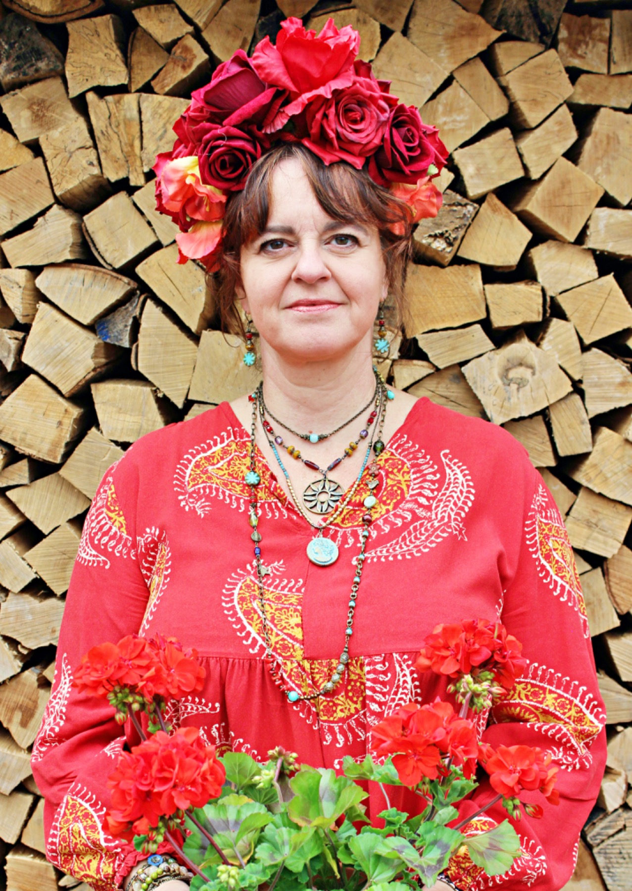 Extra lange Boho Kette ohne Verschluss mit bunten Glasperlen