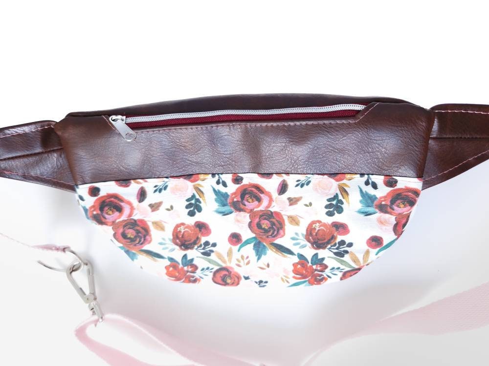 Bauchtasche// Crossbodybag, für Damen, Kunstleder vintage, braun, Rosen // Boho 3