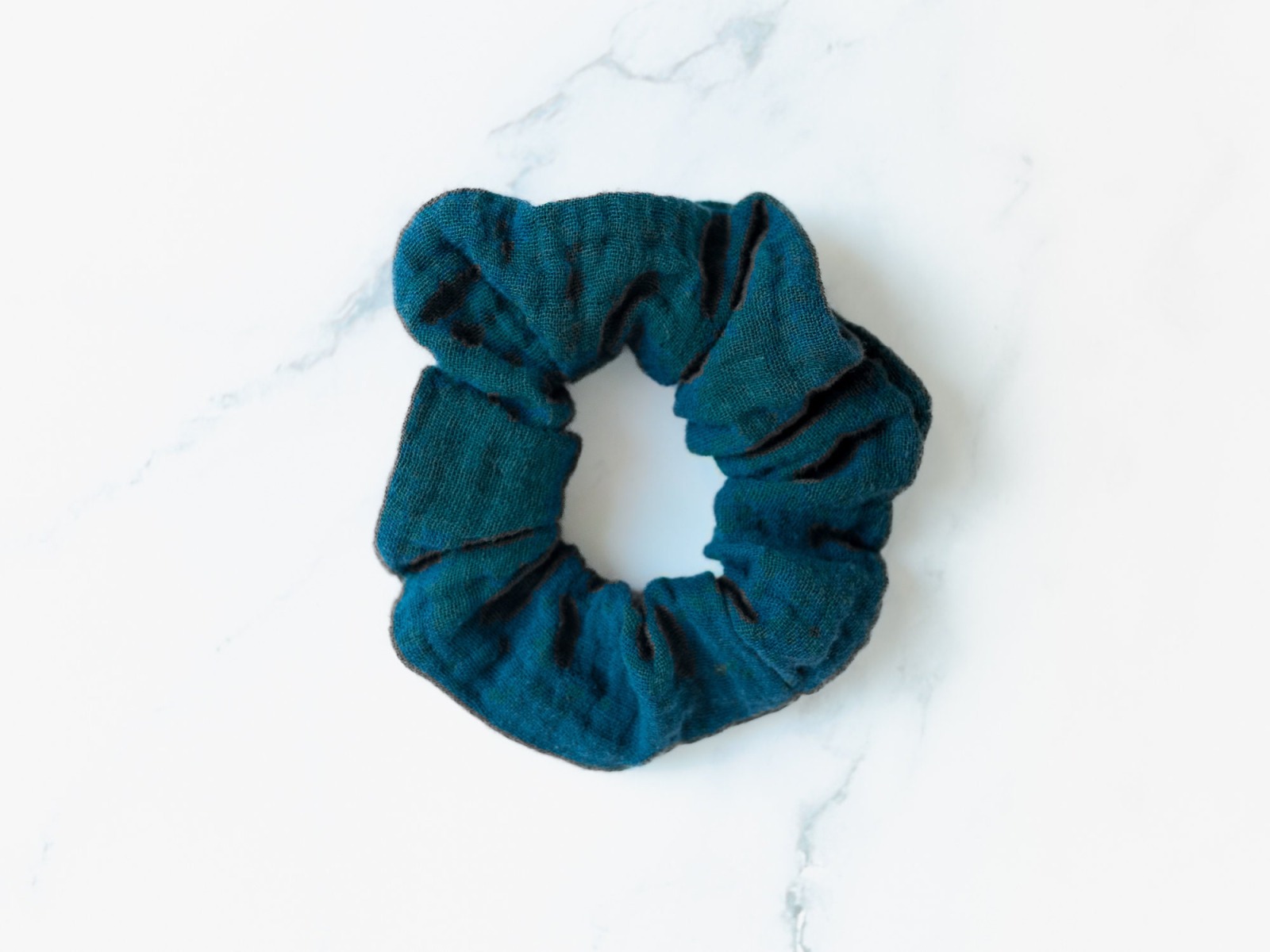 Scrunchie, Haargummis 3er Set aus Musselin und Jersey, blau pfirsich Tiermuster, Haarschmuck für