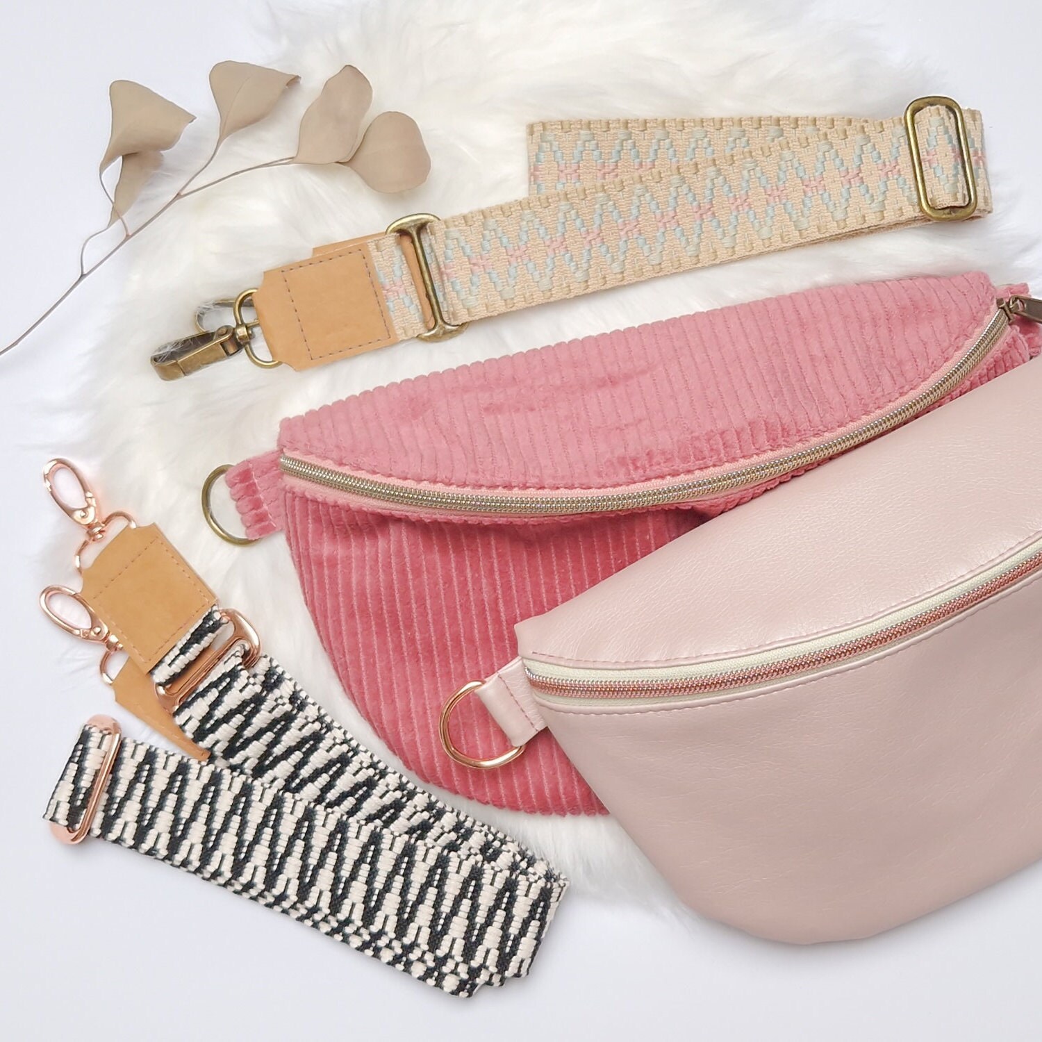 Taschengurt breit ethno // Wechselgurt Tasche beige rosa blau // Gurt Bauchtasche 4