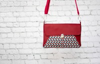 Umhängetasche Damen Kunstleder rot // Clutch // Partytasche // Crossbodybag Canvas Pelikane retro