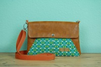 Umhängetasche aus Kunstleder vintage und Canvas, Clutch/Crossbodybag/Partytasche/Tasche mit