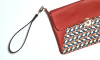 Umhängetasche Damen Kunstleder rot // Clutch // Partytasche // Crossbodybag Canvas Pelikane retro