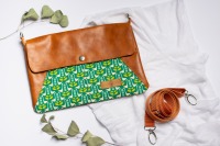 Umhängetasche aus Kunstleder vintage und Canvas, Clutch/Crossbodybag/Partytasche/Tasche mit