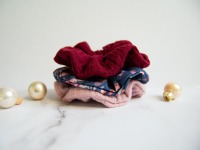 Scrunchie 3er Set aus Musselin und Jersey, bordeaux blau rosa watercolor 7