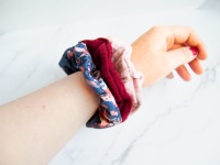 Scrunchie 3er Set aus Musselin und Jersey, bordeaux blau rosa watercolor