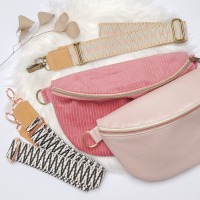 elegante Bauchtasche // Crossbodybag Damen Kunstleder rosa mit austauschbaren Gurten// breiter Gurt