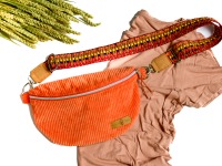 Bauchtasche // Crossbodybag Damen Cord orange mit Wechselgurt // Schultertasche boho, skandi //