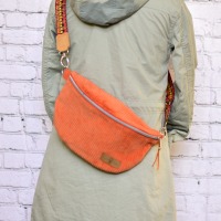 Bauchtasche // Crossbodybag Damen Cord orange mit Wechselgurt // Schultertasche boho, skandi //