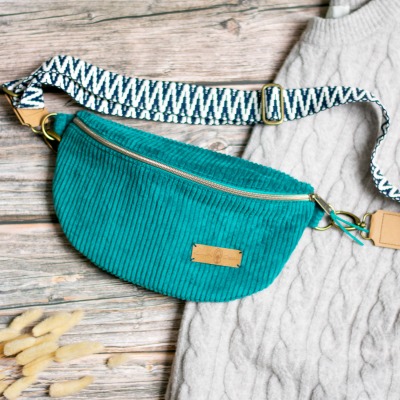 Bauchtasche // Crossbodybag Damen Cord petrol mit Wechselgurt // Schultertasche boho, skandi //