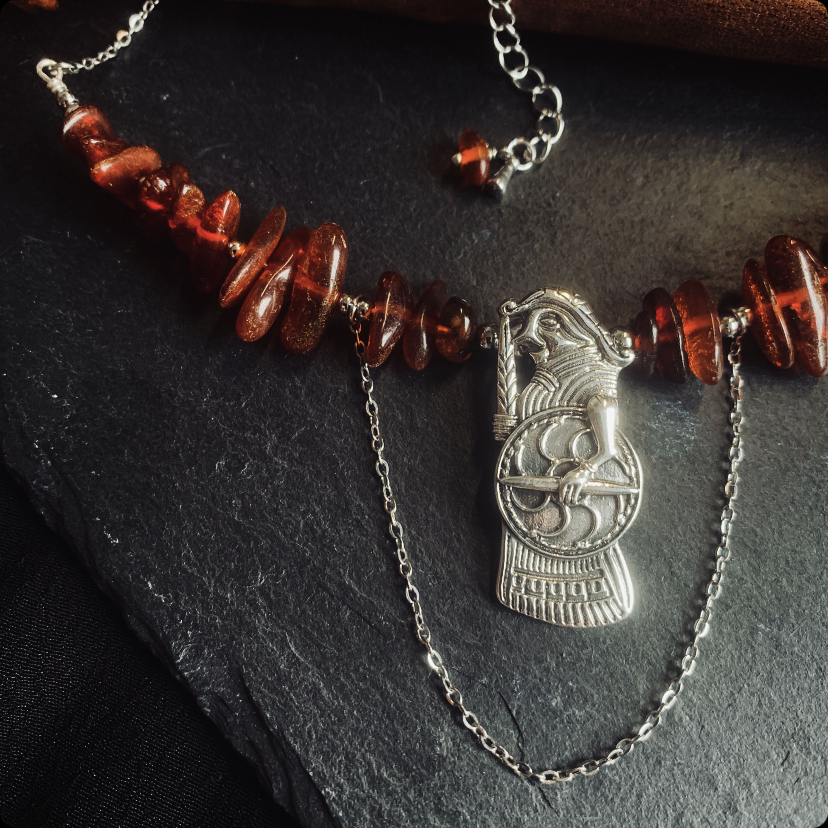 Necklace with tall Valkyrie pendant 2