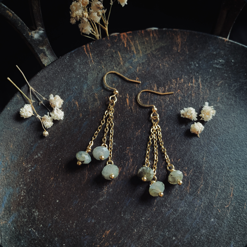 Delicate hanging earrings with labradorite 4