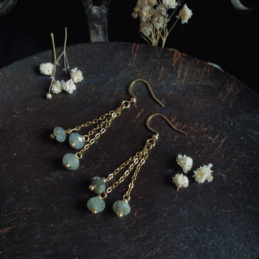 Delicate hanging earrings with labradorite 3