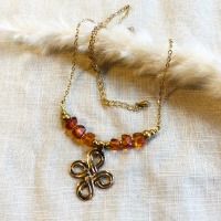 Historical necklace with baltic amber &amp; bronze knot pendant 3