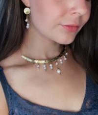 Delicate hanging earrings with spirals and freshwater pearls 2