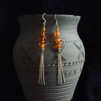 long earrings with amber, inspired by ancient cultures and Nordic legends 5