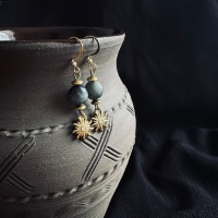 Earrings with sun pendant and blue tiger eye 3