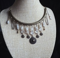 Necklace in an antique look with gemstone, rock crystal and moonstone 4