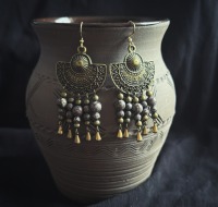 Earrings in an antique look, with brown jasper