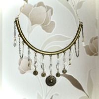 Necklace in an antique look with gemstone, rock crystal and moonstone 5