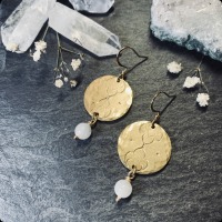 Hand-stamped earrings with Moonstone