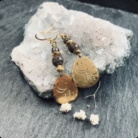 Hand-stamped earrings with jasper Night Sky 2