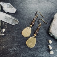 Hand-stamped earrings with jasper Night Sky 4