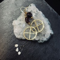 Sun cross earrings with garnet 2