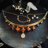 Antique necklace with raw amber and rune pendant