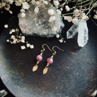 Delicate earrings made from brass, with Lepidolite 2