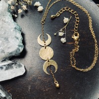 Moon phase necklace made of brass