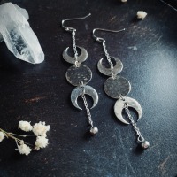 Moon phase earrings, silver 3