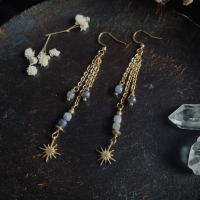 Delicate hanging earrings with northern stars and tanzanite 2