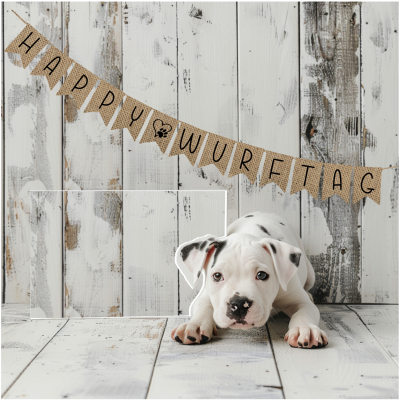 Wimpelkette I Girlande I Hundegeburtstag I Happy Wurftag - Nachhaltige Dekoration für den Hundegebu