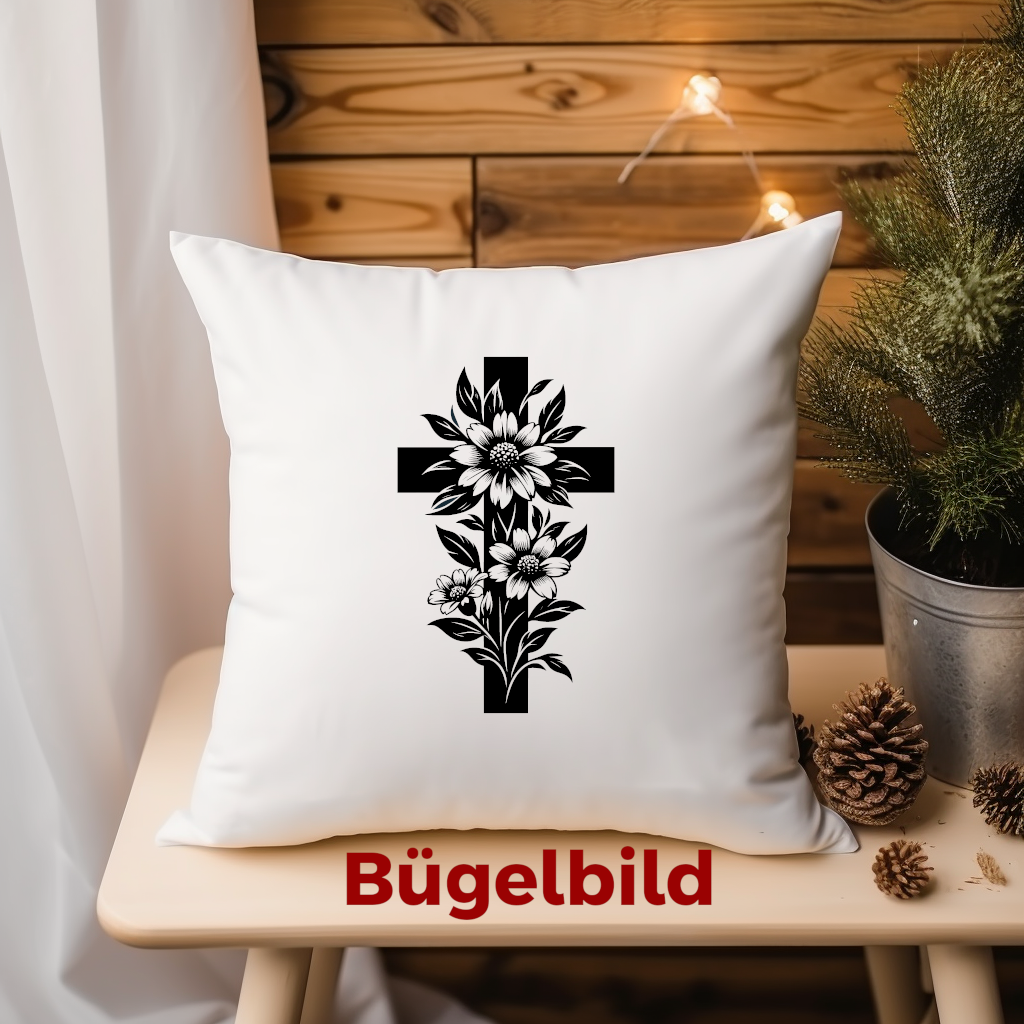 Kreuz Bügelbild - Applikation zum aufbügeln - Aufbügler - christliches Bügelbild 4