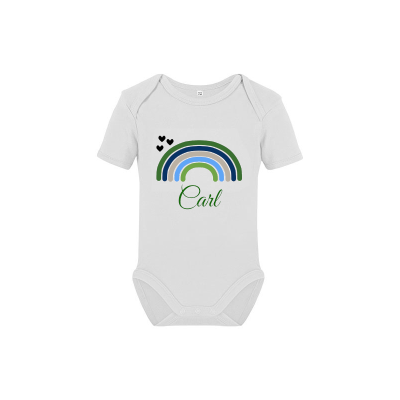 Baby Body mit Wunschnamen und Regenbogen - Geschenk für Babys - Personalisierbarer Babybody