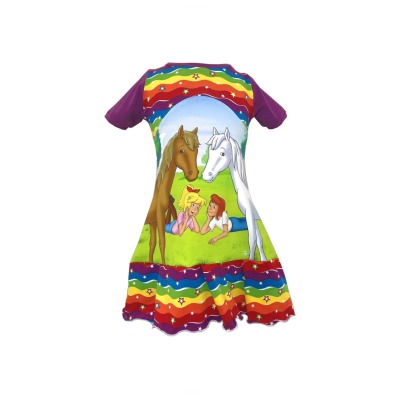 Sommerkleid Bibi rainbow als Rüschenkleid für Mädchen in verschiedenen Größen - Kleid Sommerkle