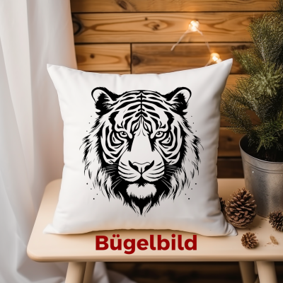 Bügelbild Tiger in Wunschfarben zum aufbügeln- mit oder ohne Namen - Personalisierbares Bügelbild