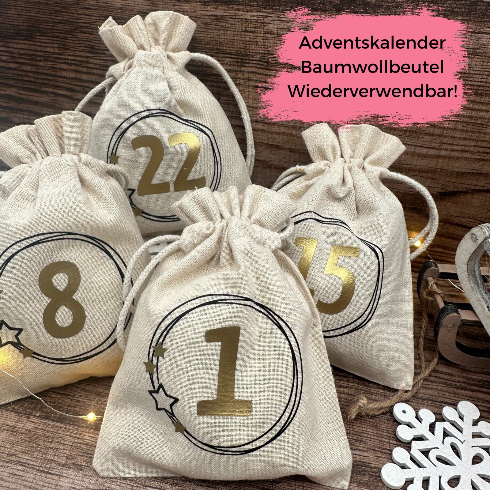 Adventskalender Kreise schwarz gold