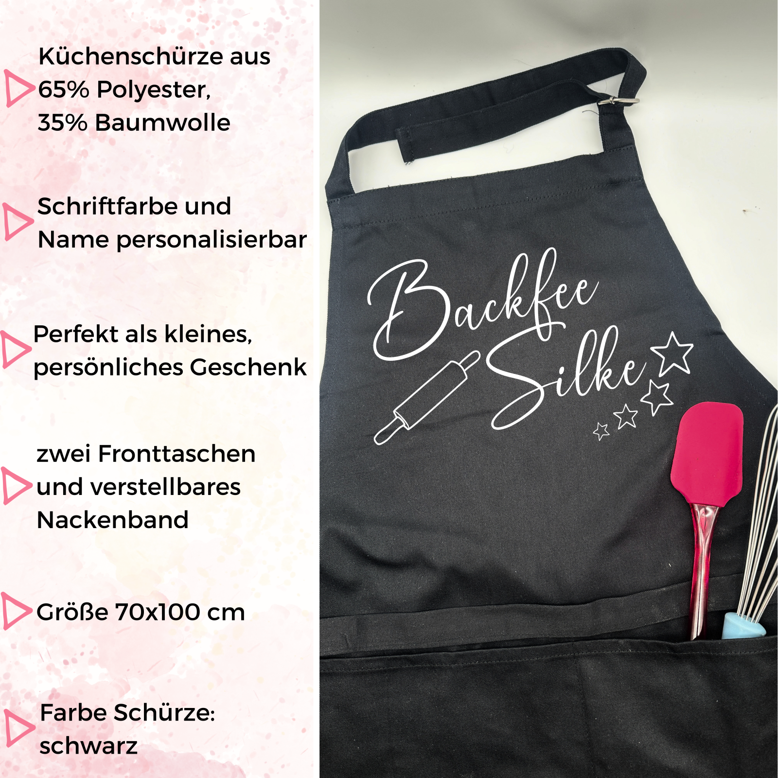 Große personalisierte Backschürze Backfee 2