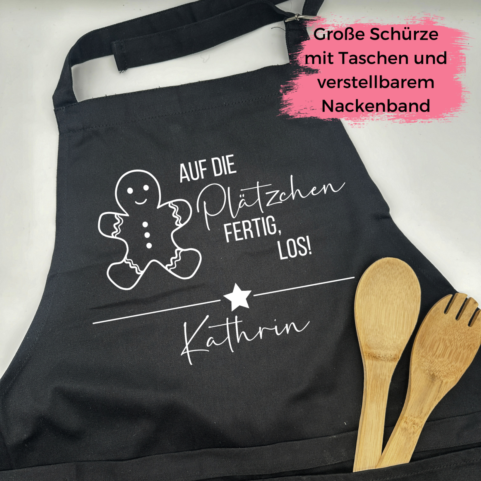 Große personalisierte Backschürze Plätzchen