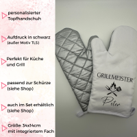 Set Personalisierte große Schürze mit einem Ofenhandschuh und einem Topflappen 6