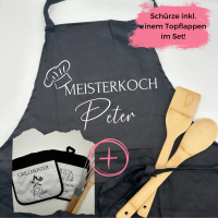 Set Personalisierte Schürze mit Topflappen