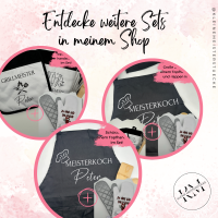 Set personalisierter Ofenhandschuh und Topflappen mit Namen 7