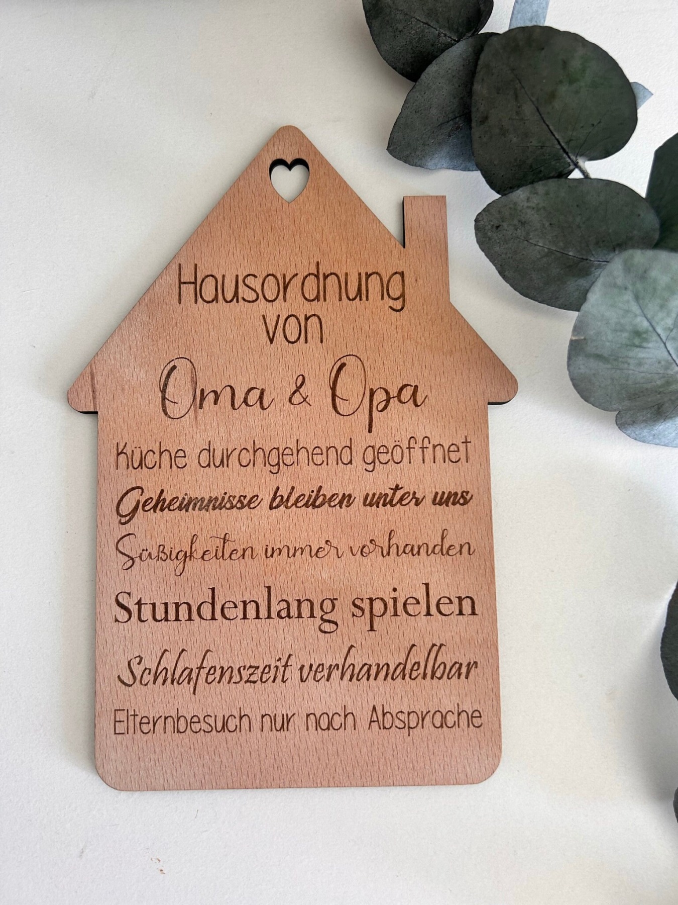 Personalisiertes Holzschild: Hausordnung von Oma und Opa 9
