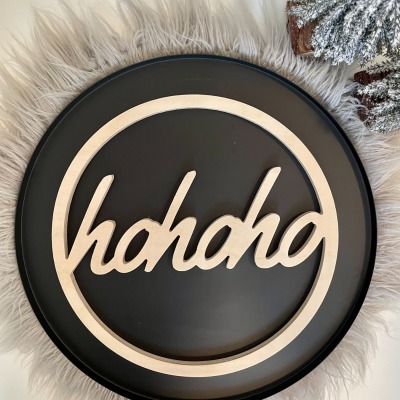 Weihnachtsdeko Holzring mit Schriftzug Hohoho