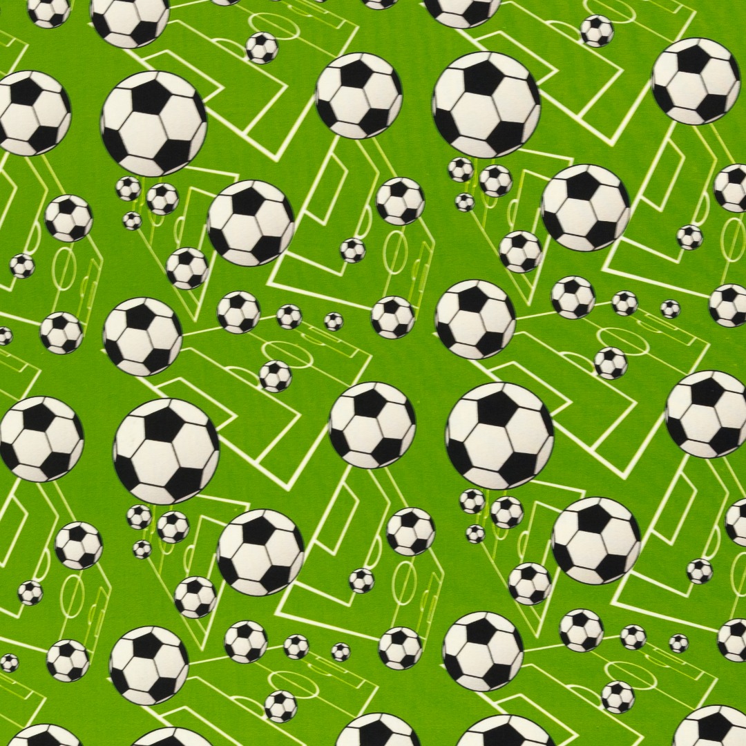 Baumwolle Fußball grün Kim Swafing Meterware 2