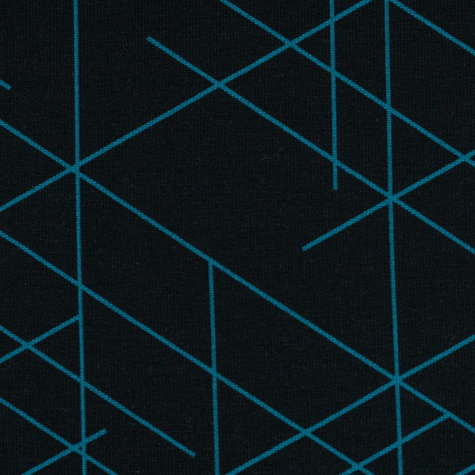 French Terry Dreiecke Linien türkis auf blau blau Streetstyle by lycklig design, Sommersweat