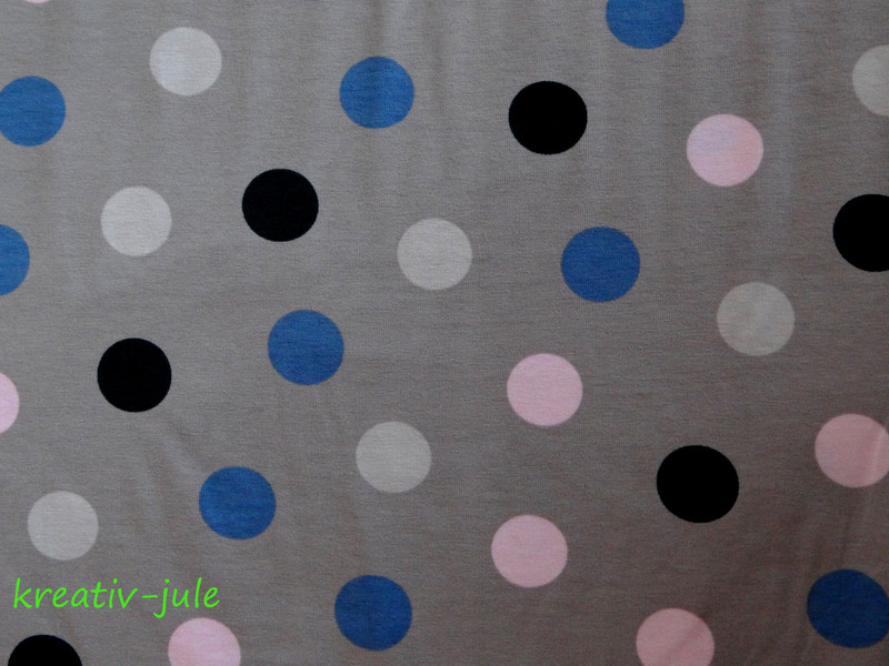 Jersey Punkte Dots Polkadots grau rosa blau 2