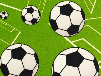 Baumwolle Fußball grün Kim Swafing Meterware - Baumwollstoff Fußball Schultütenstoff